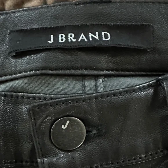J Brand Jet Black lamb leather jeans pants size 28 see measurements